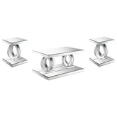 Breena 3-piece Mirrored Coffee and End Table Set Silver